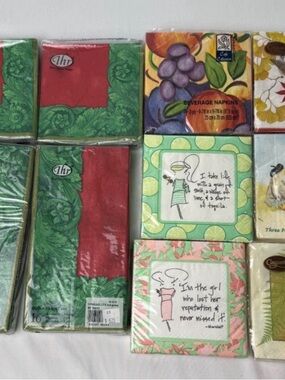 VTG Assorted Decorative Beverage Cocktail Napkins